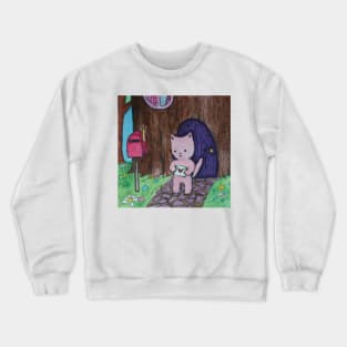 kitten receiving a love letter watercolor illustration Crewneck Sweatshirt